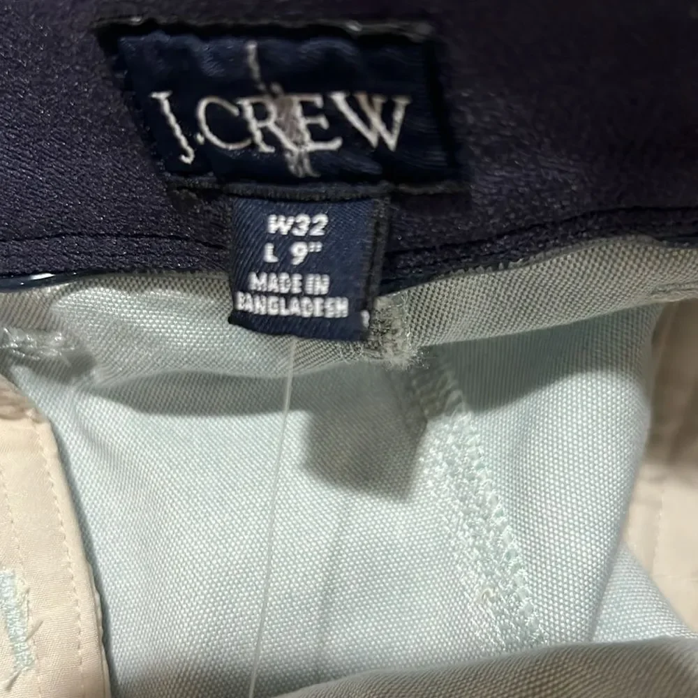J. Crew BX308 Green white Oxford Tech Shorts NWt size 32 9
